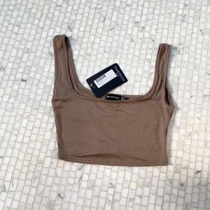 Brown Scoop Neck Cami Crop Top